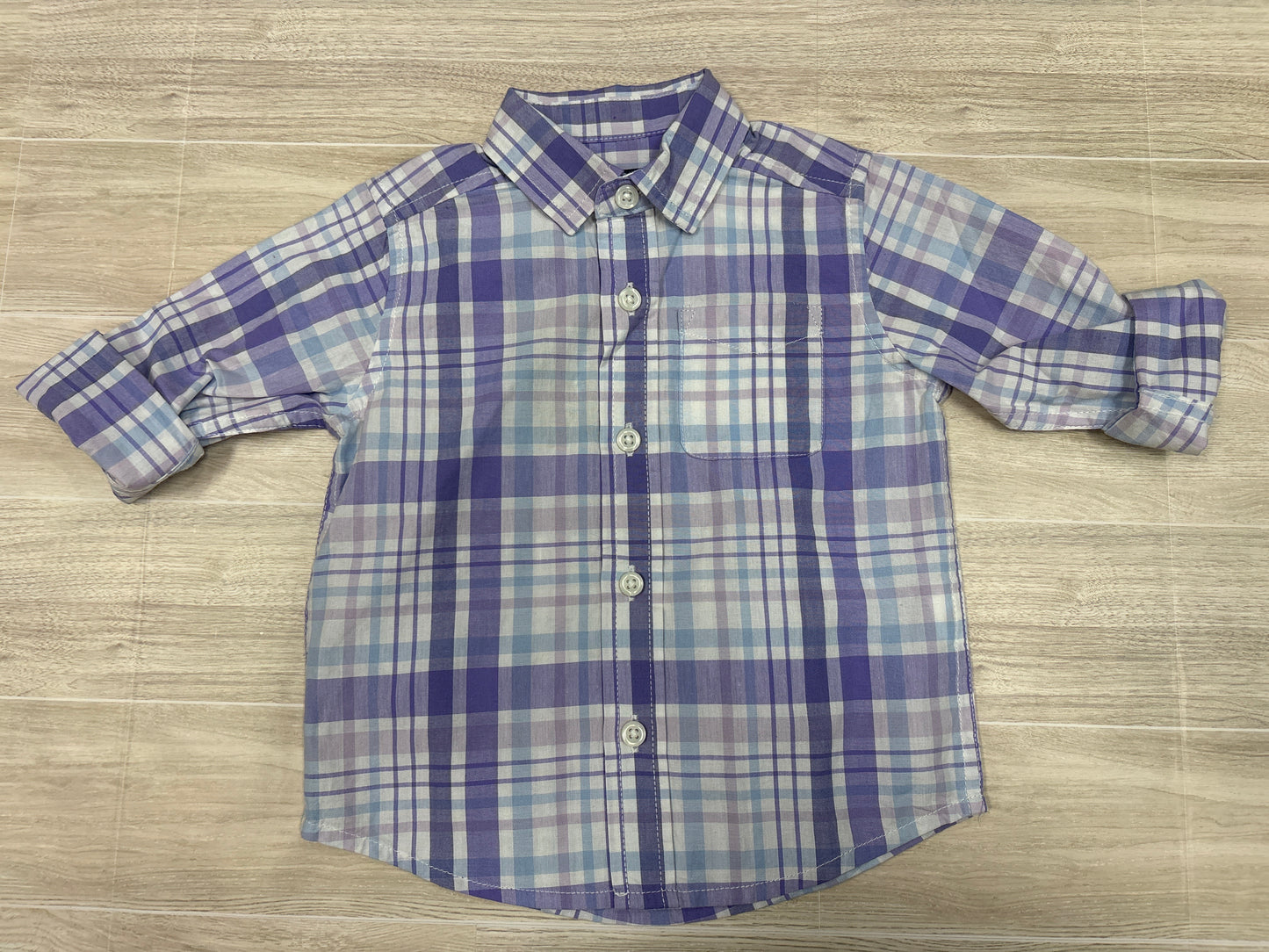 18m Lavander Plaid Button Up