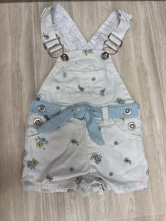 12m White/Blue Floral Overall