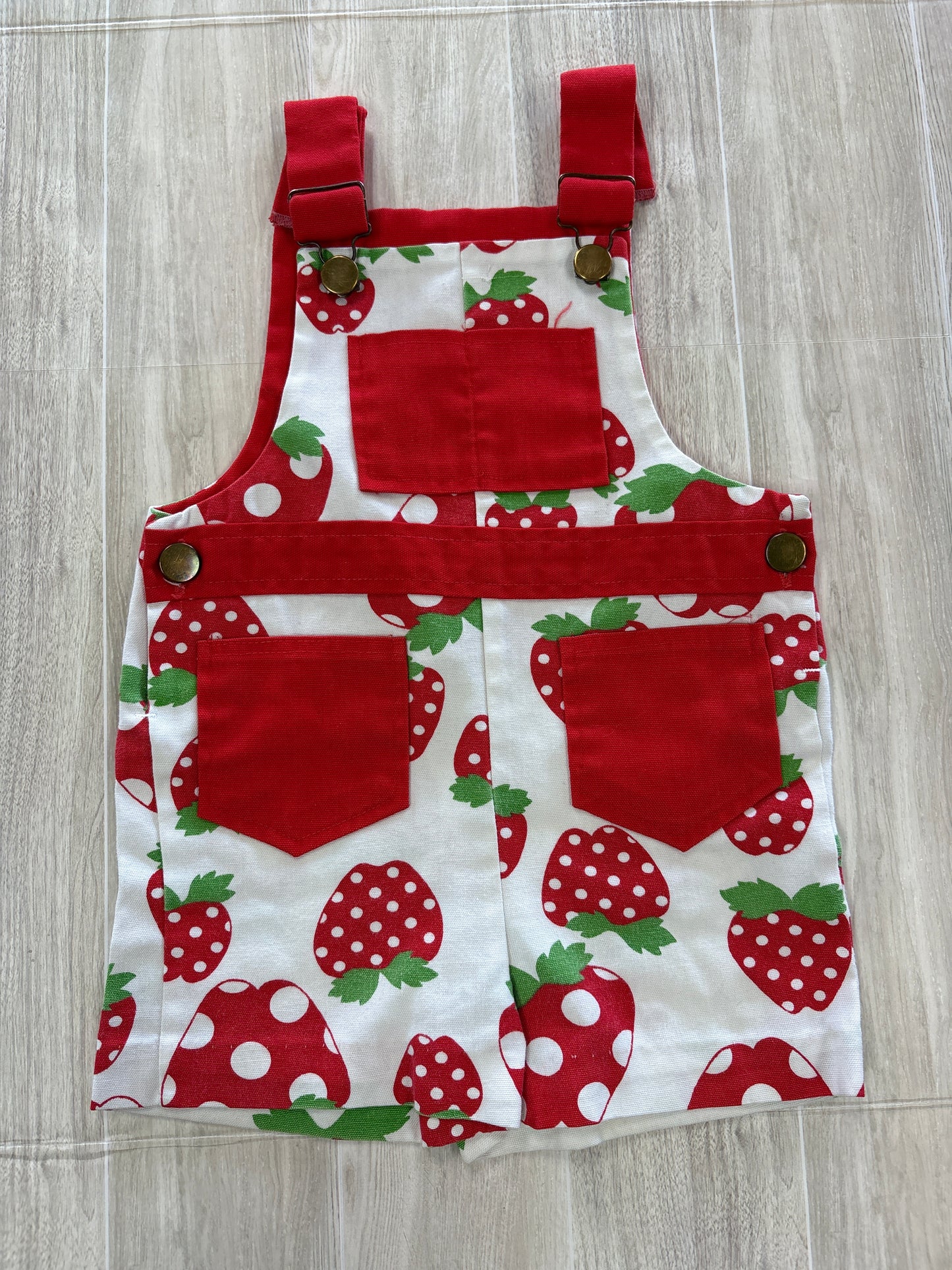 VINTAGE 3T Health-Tex Strawberry Shortie Overalls