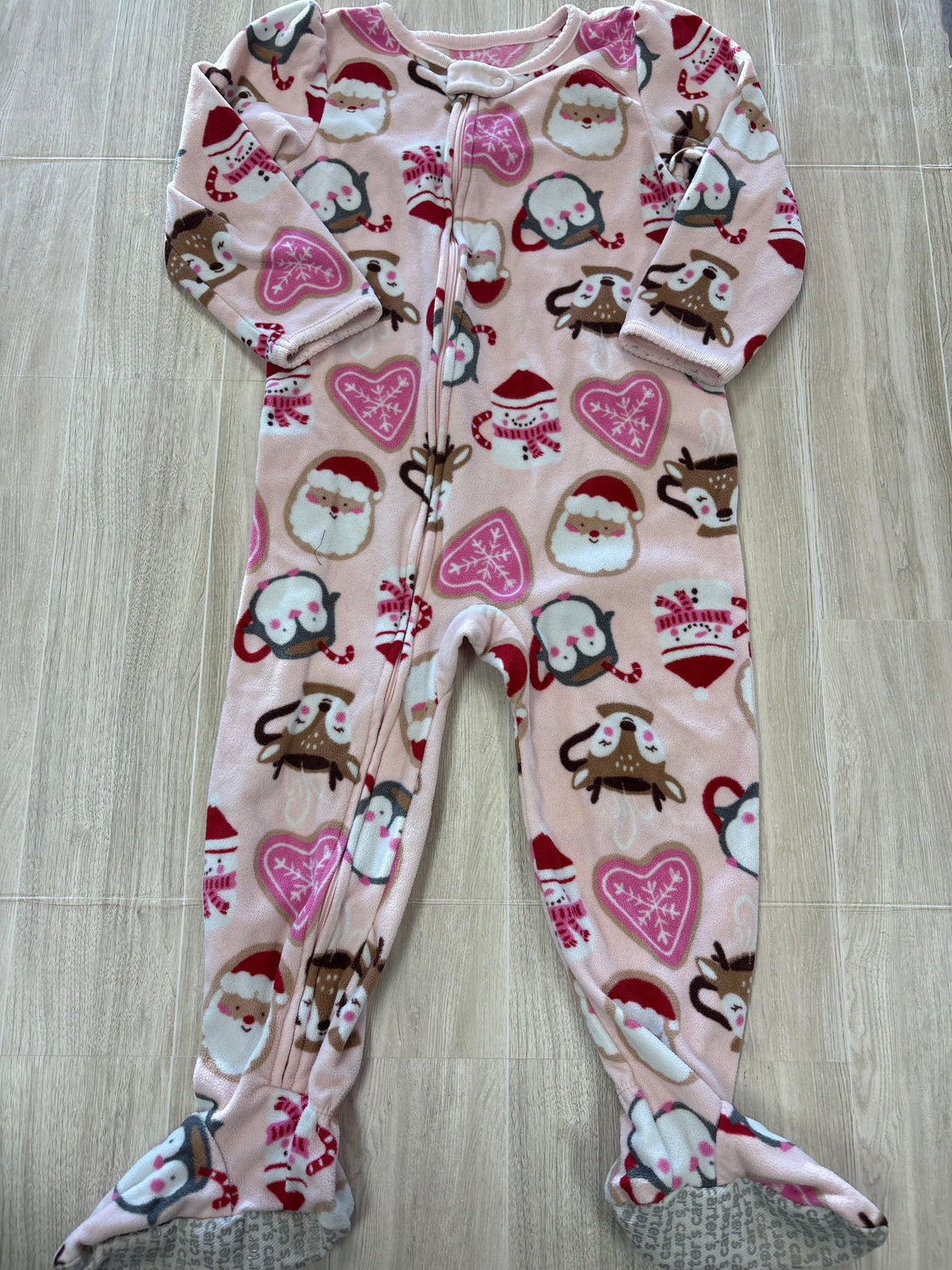 3T Light Pink Christmas Footed Pajama