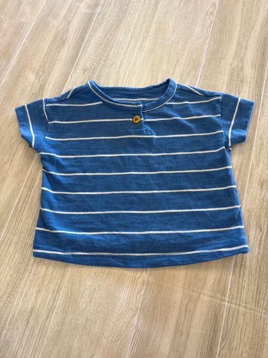 0-3m Blue/White Short Sleeved Shirt