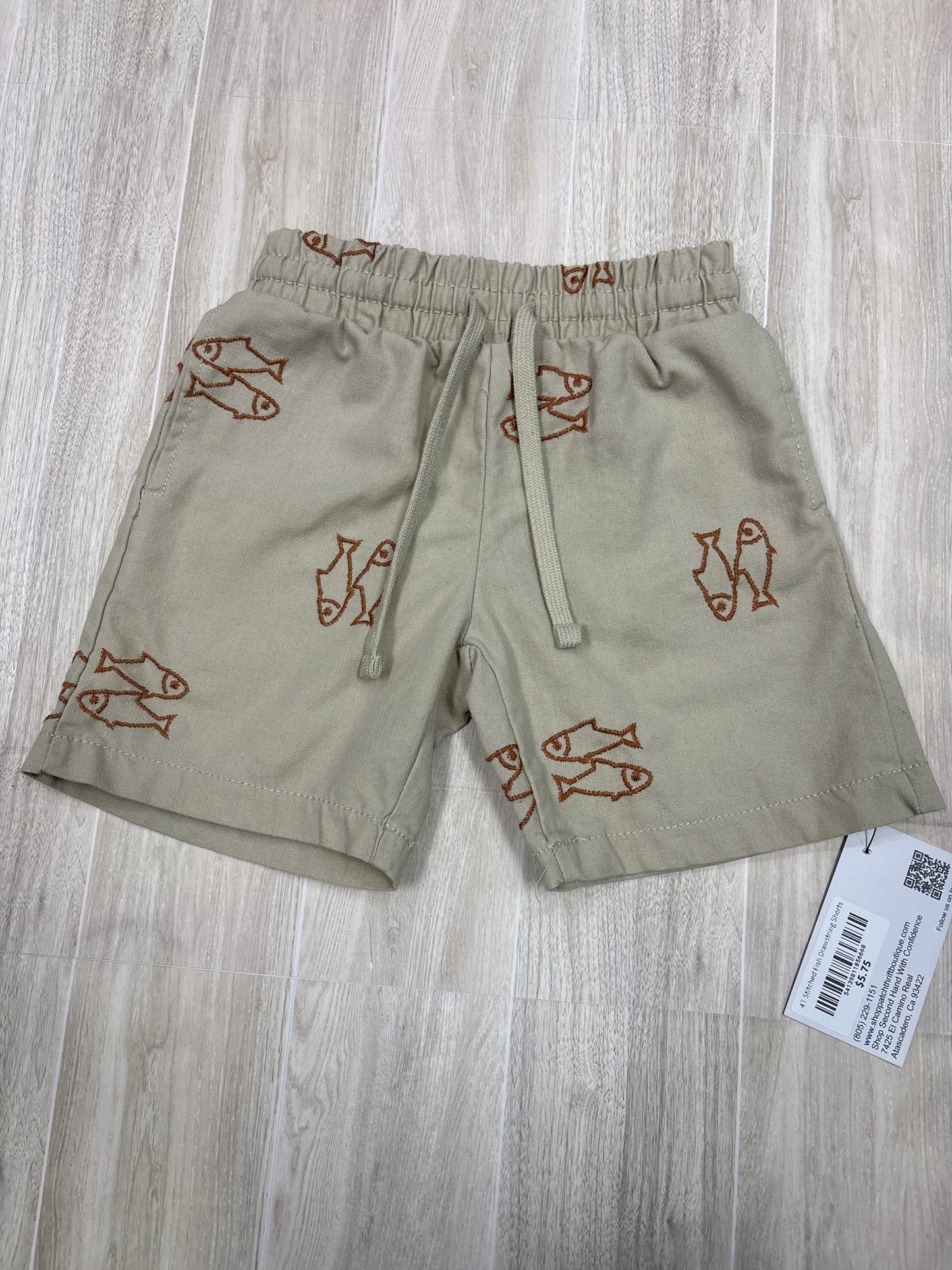 4T Stitched Fish Drawstring Shorts