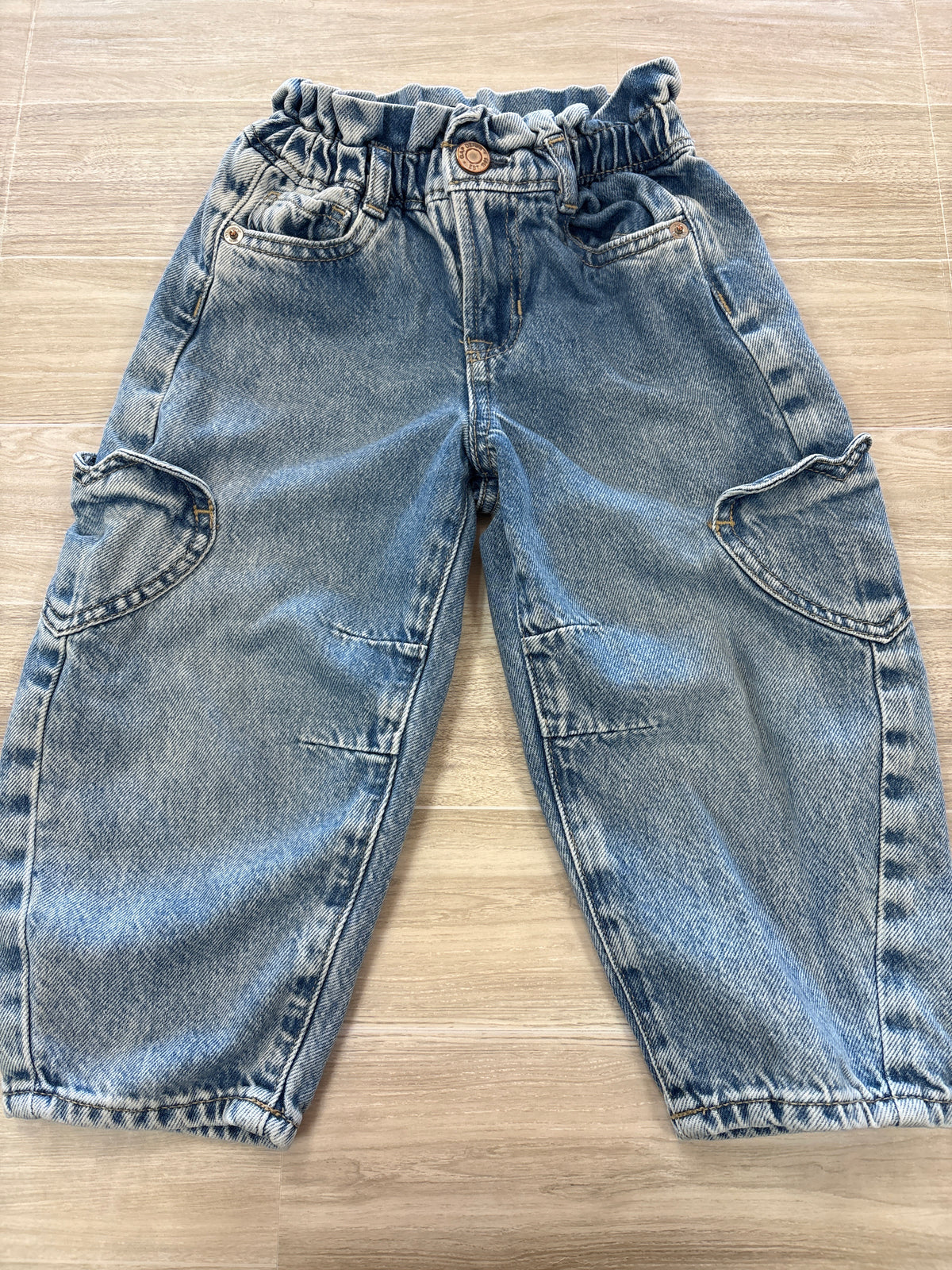 3T GAP Heart Pocket Paper Bag Acid Wash Denim