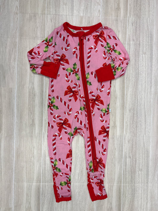 6-9m Posh Peanut Light Pink/Red Candy Cane Pajama