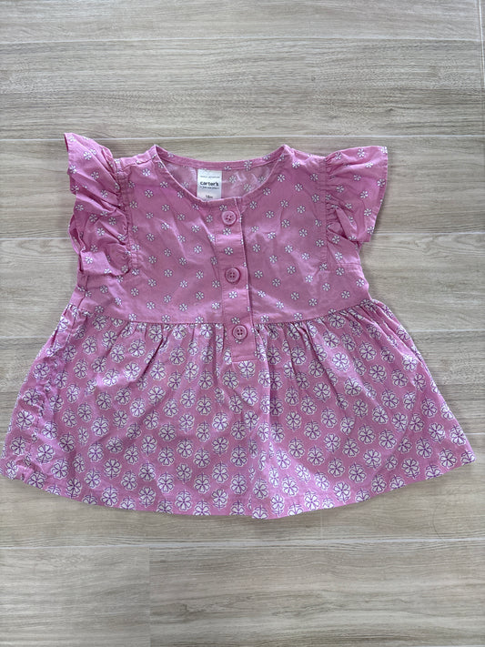18m Pink Floral Button Top