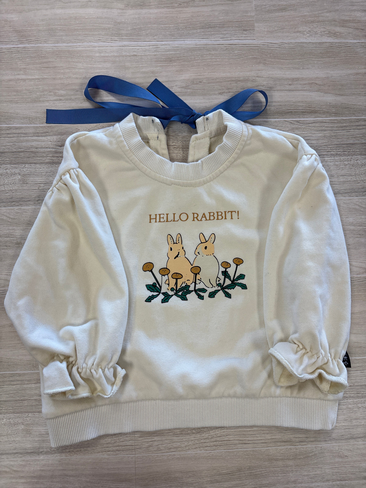 3T Cream Hello Rabbit Crewneck