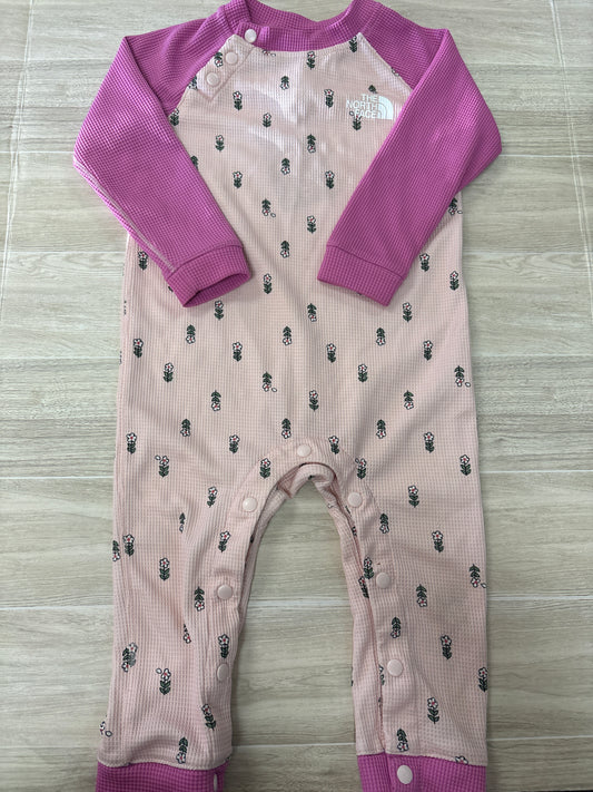 12-18m The North Face Waffle Knit Pink Floral Jumpsuit