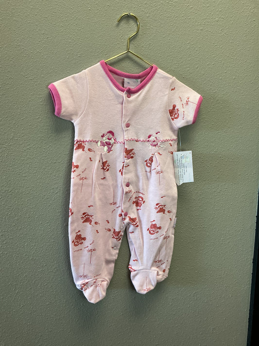 NWT Vintage 3-6m Mother Goose Footed Romper -Pink