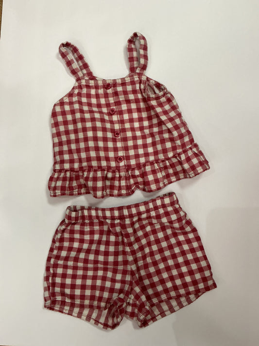 12-18m Red Checkered 2 Piece Tank Set