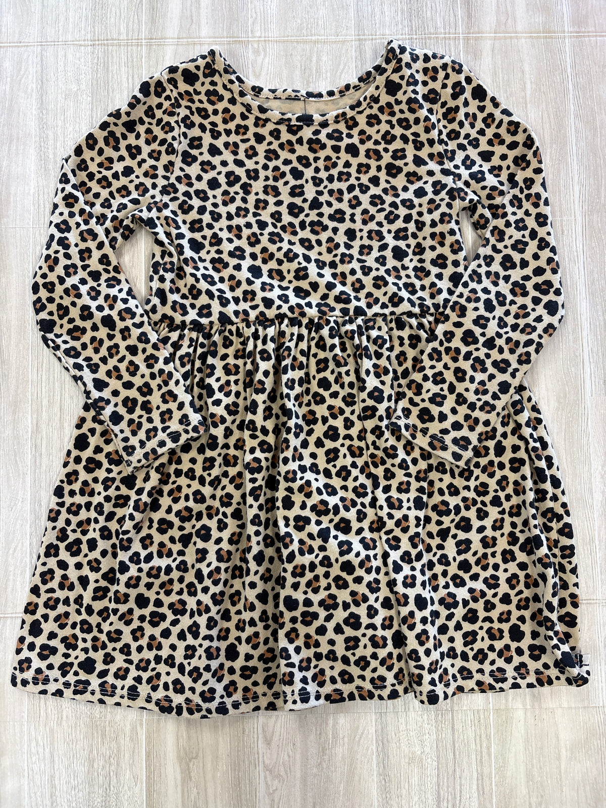 5T Tan Leopard Long Sleeve Dress