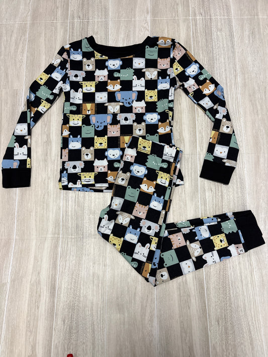 3T Checkered Animal Pajama Set