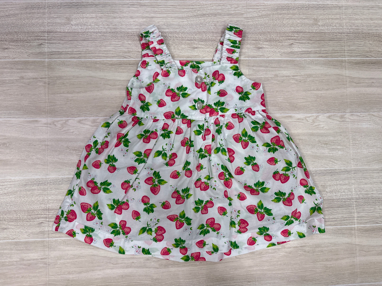 3-6m White Strawberry Tank Dress