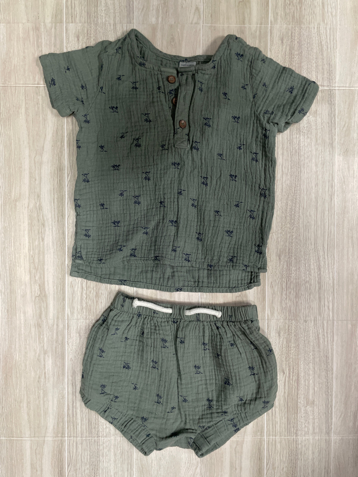 12m Sage Gauze Palm Tree 2 Piece Set