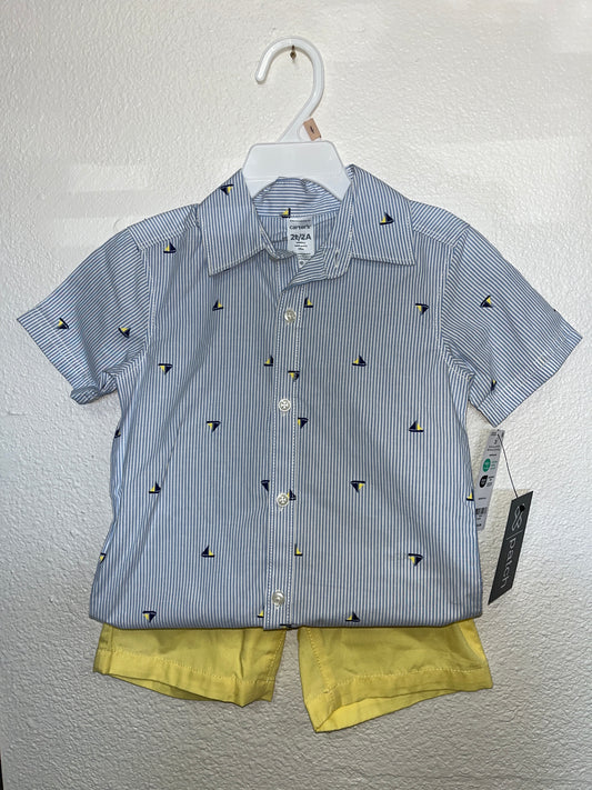 NWT 2T Button Down + Shorts Set