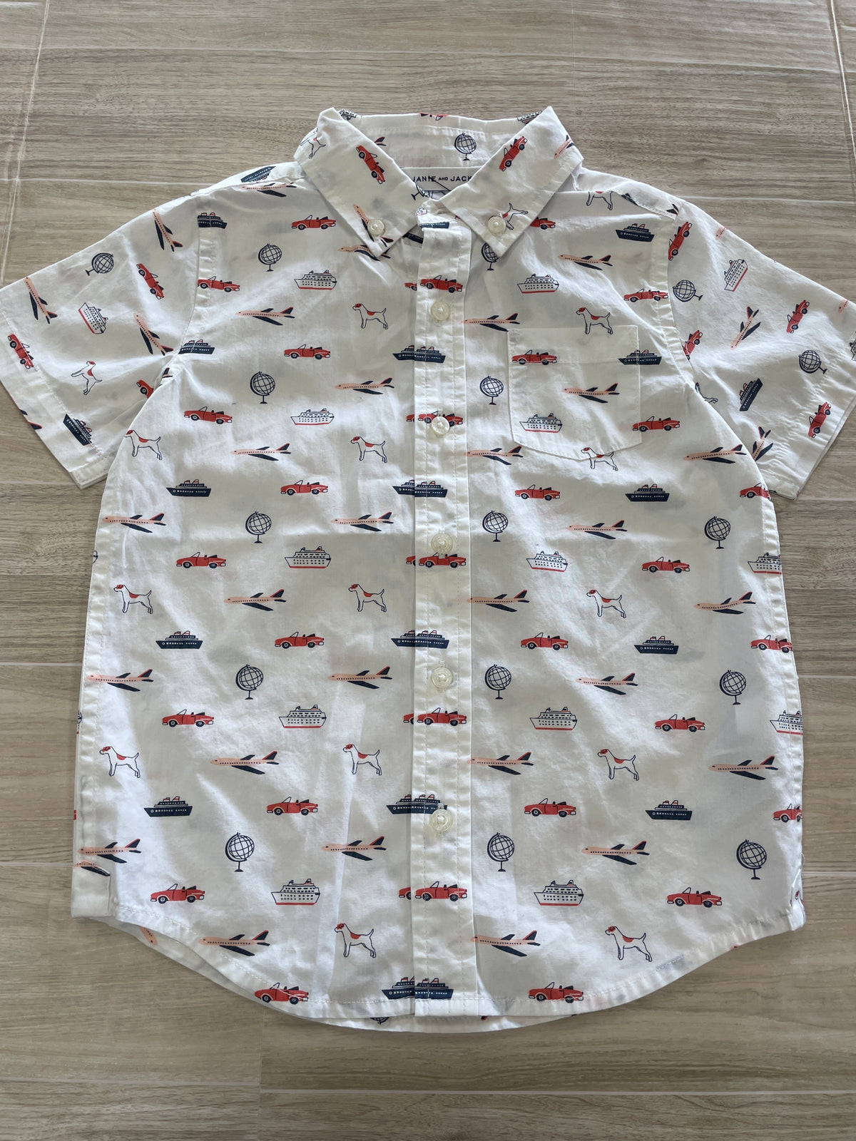 4 Janie And Jack White Trasportation Vehicle Button Up