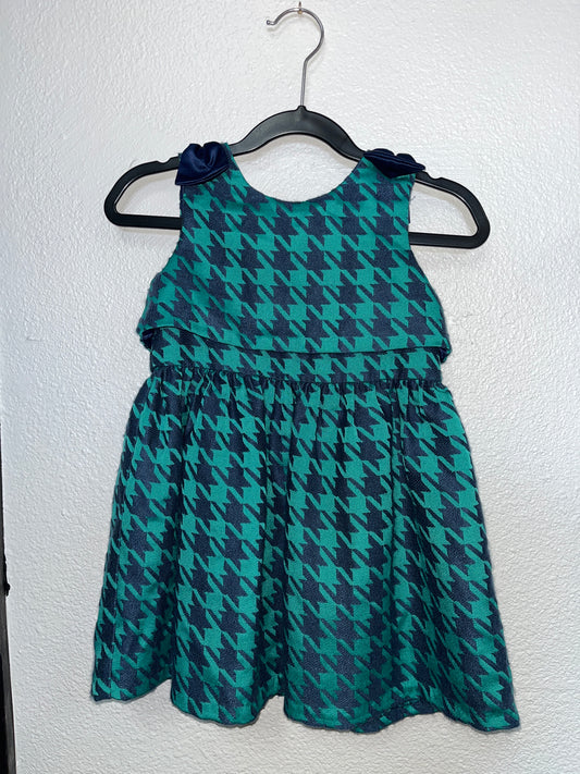 3T Houndstooth Green/Blue Dress