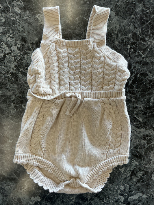 6-9m Beige Cable Knit Tank Onesie