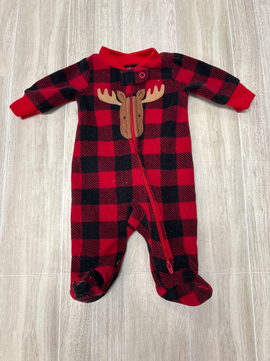 Preemie Black/Red Plaid Moose Pajama