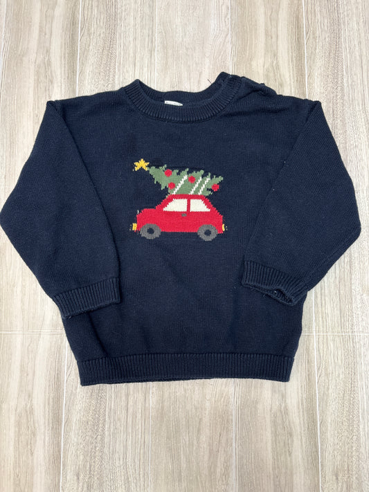 18m Navy Christmas Car Knit Sweater