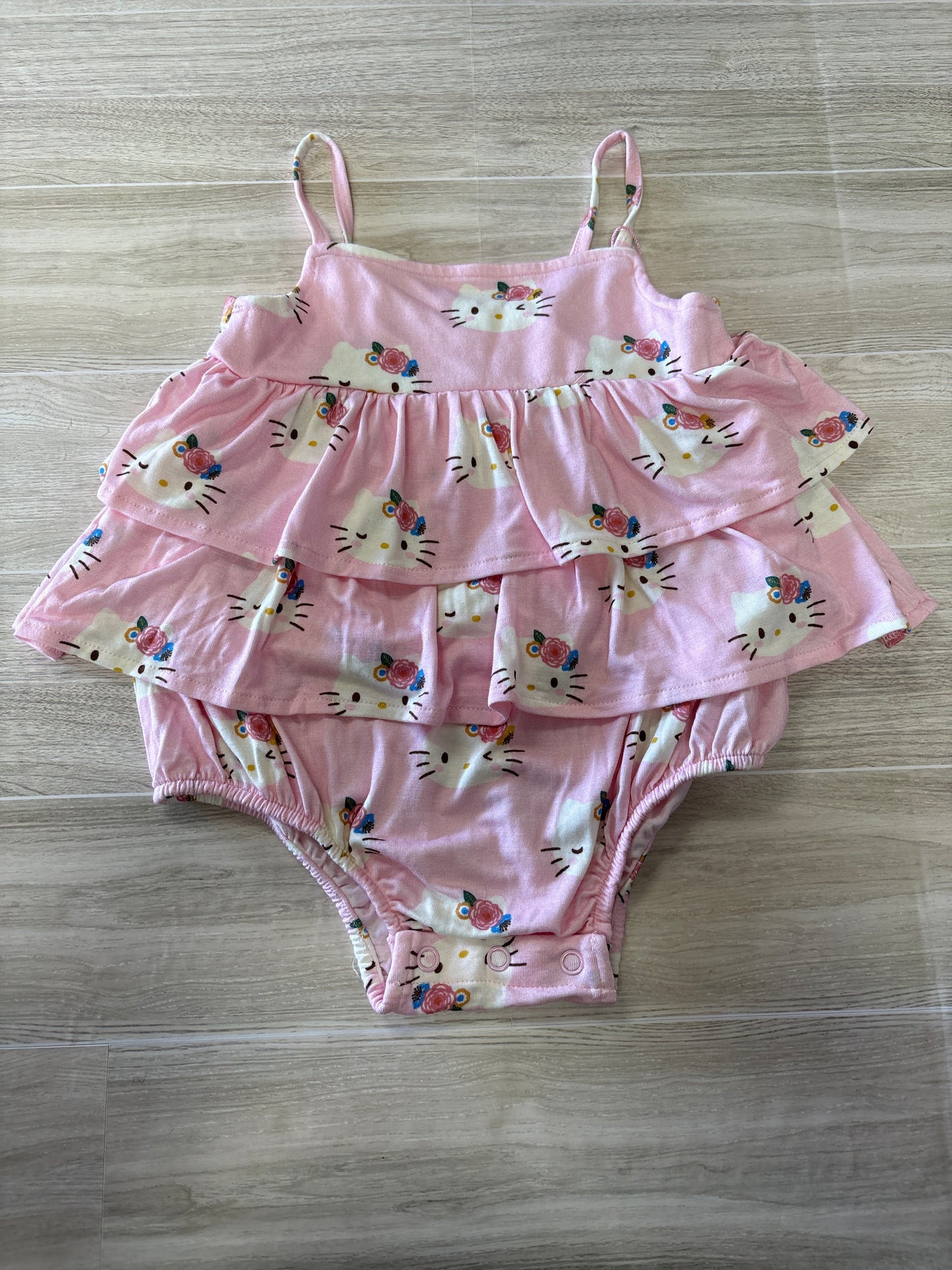 NWT 12-18m Posh Peanut x Hello Kitty Ruffle Tank Romper