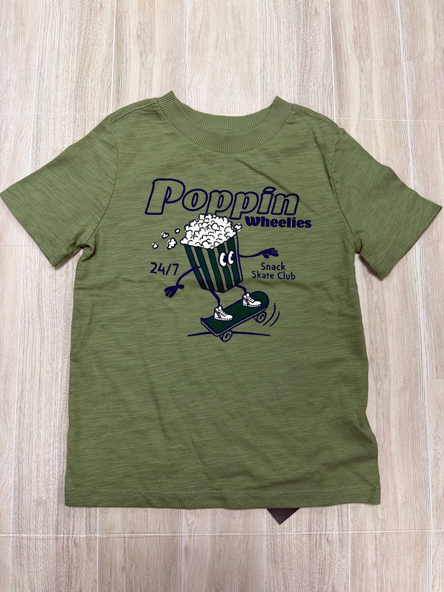 6 Olive Poppin Wheelies Graphic Tee