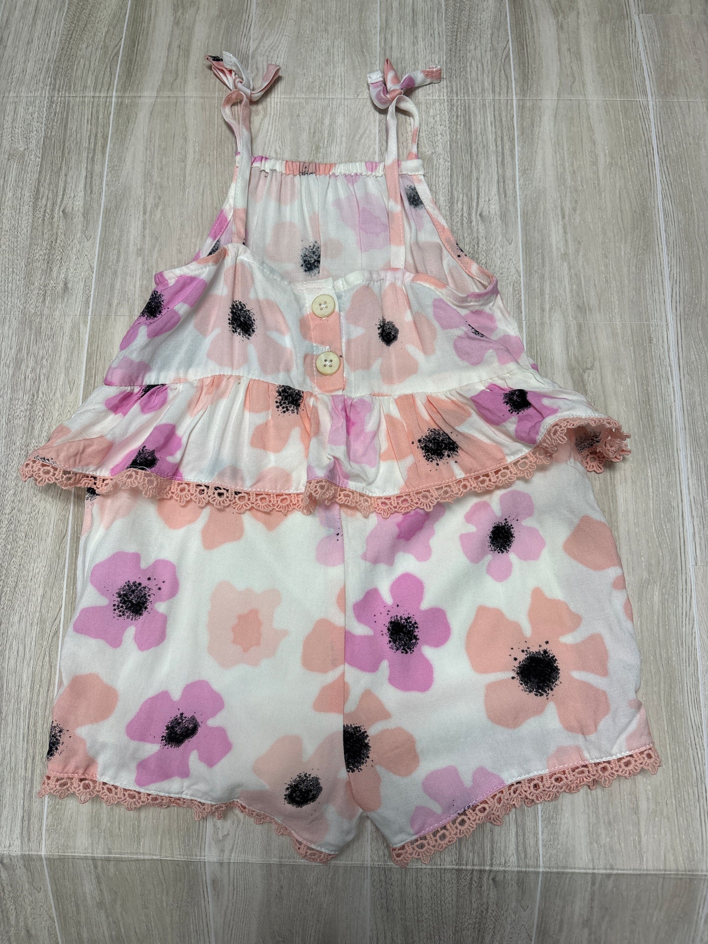 NWT 3T Cream/Pinks Floral Romper