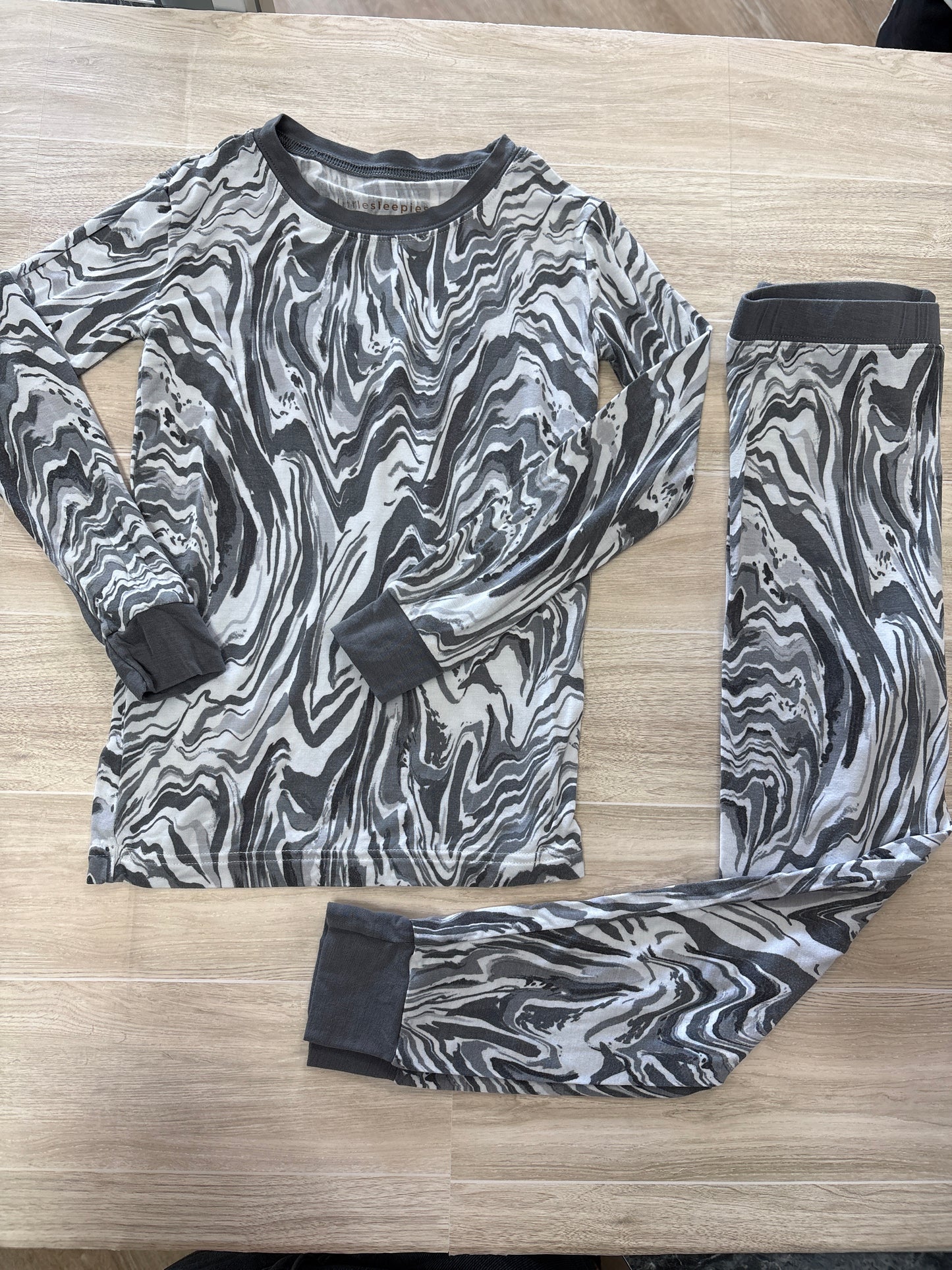 4T Little Sleepies Grey/White Marbled Print 2 Piece Lounge Set