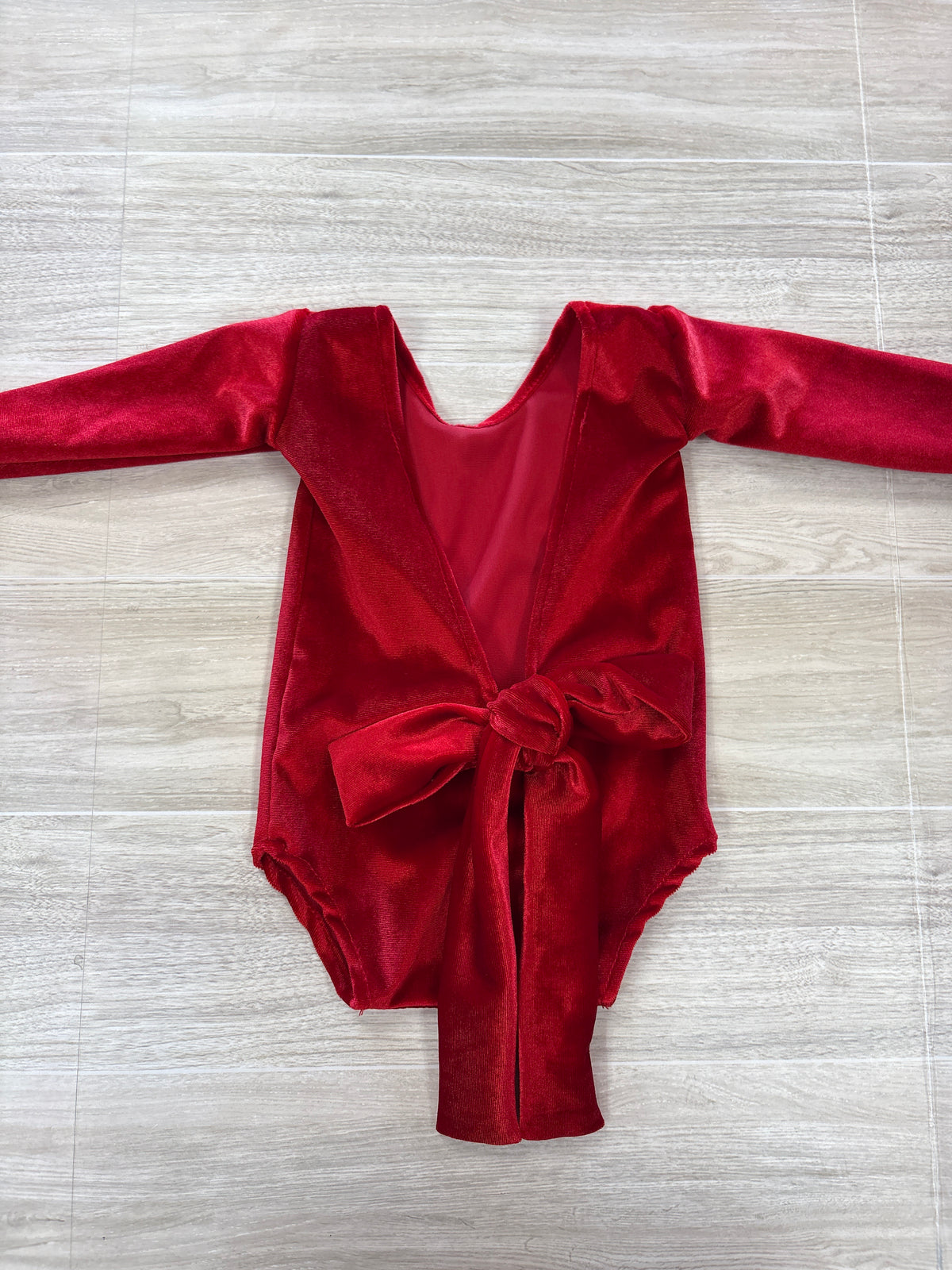 Newborn Red Velour Bow Onesie