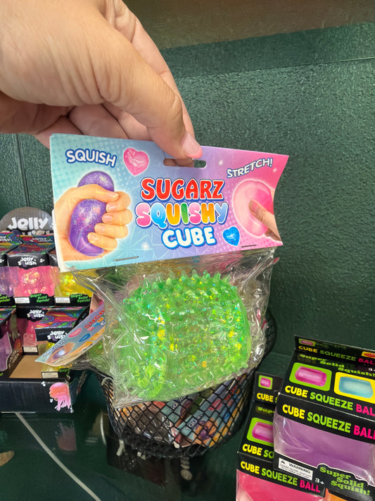 Squishy - Spikey Cylinder - Green Glitter