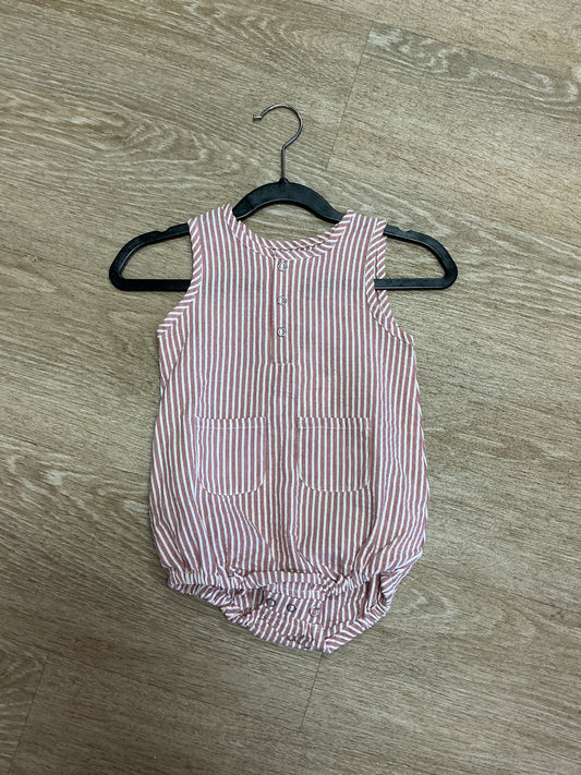 NWT 12-18m Organic Blush/White Striped Bubble Romper
