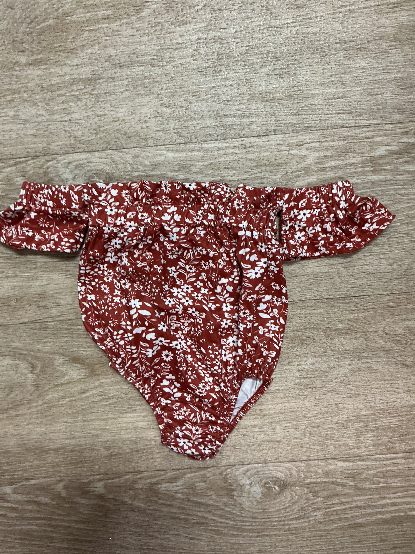 6-9m Bailey's Blossoms Terracotta Floral Off Shoulder Onesie