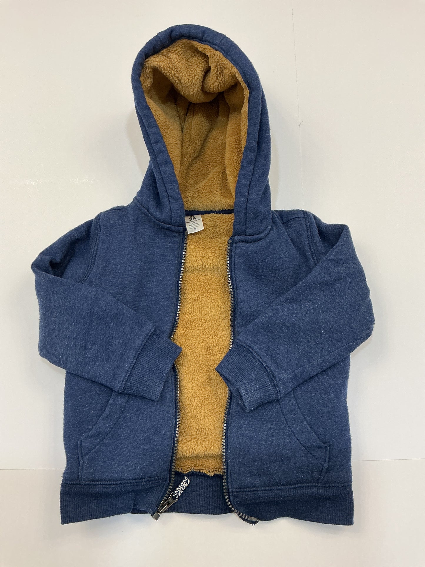 3T Navy & Camel Sherpa-Lined Zip Hoodie