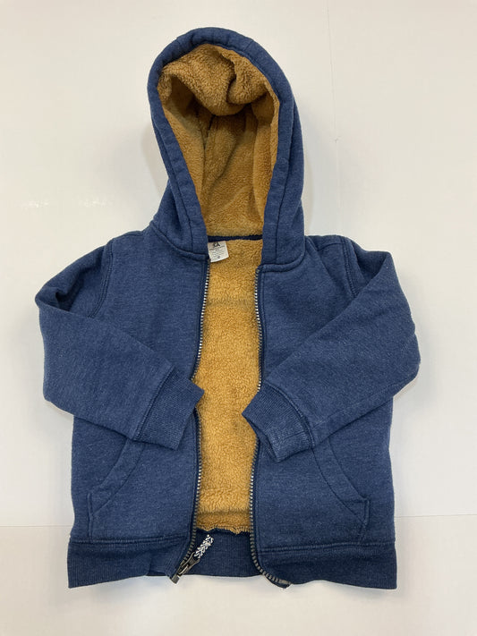3T Navy & Camel Sherpa-Lined Zip Hoodie