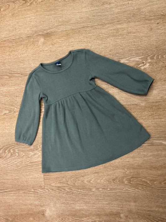 4T Ribbed Dusty Blue Long Sleeve Dress
