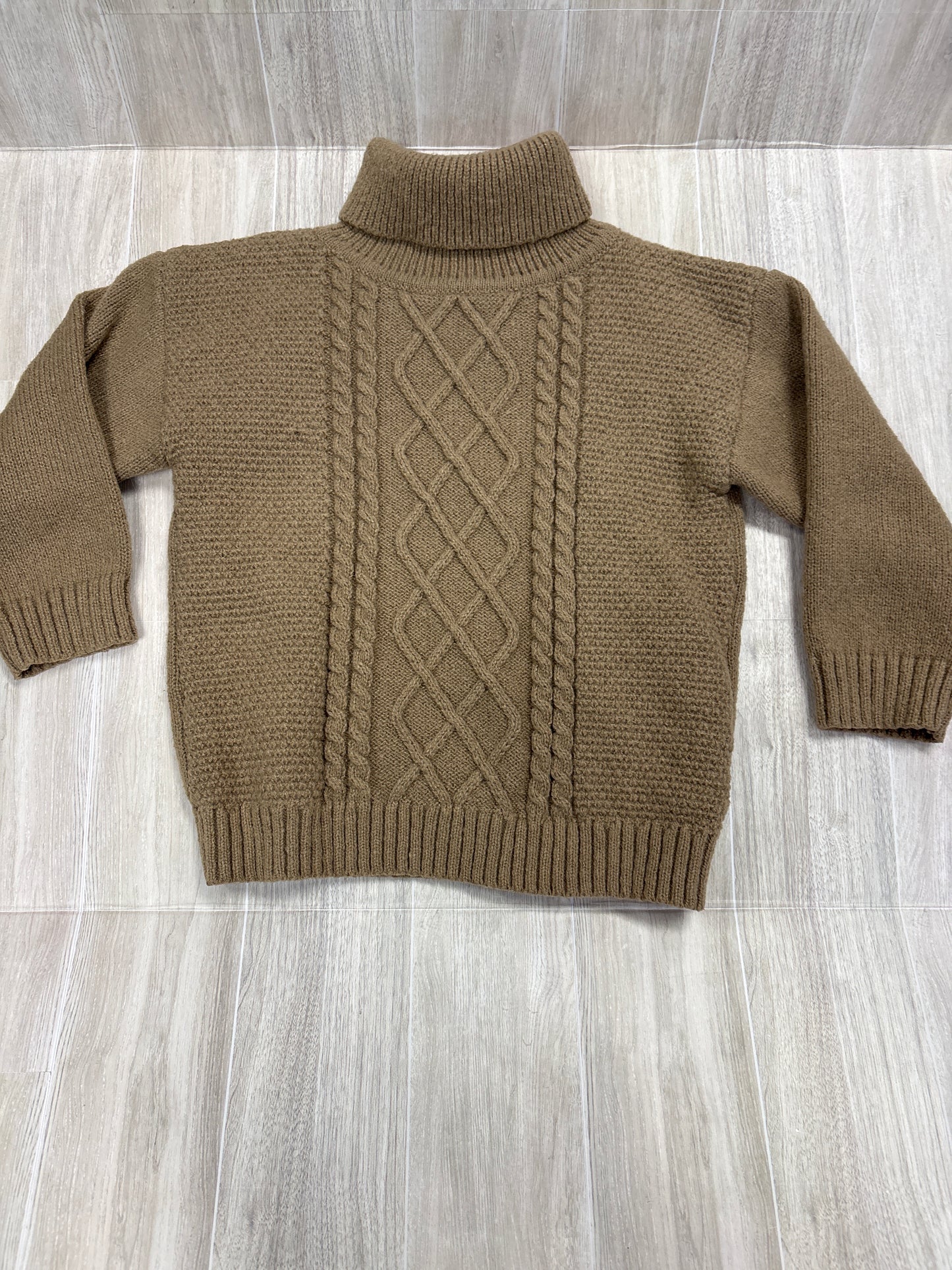5T Tan Knit Lined Turtleneck Sweater