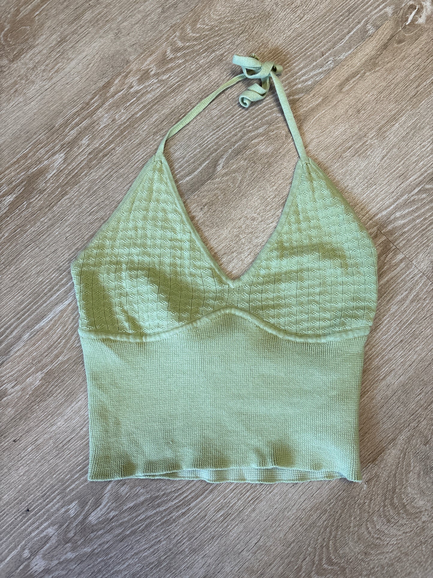 Womens Large Billabong Green Knit Halter Tank