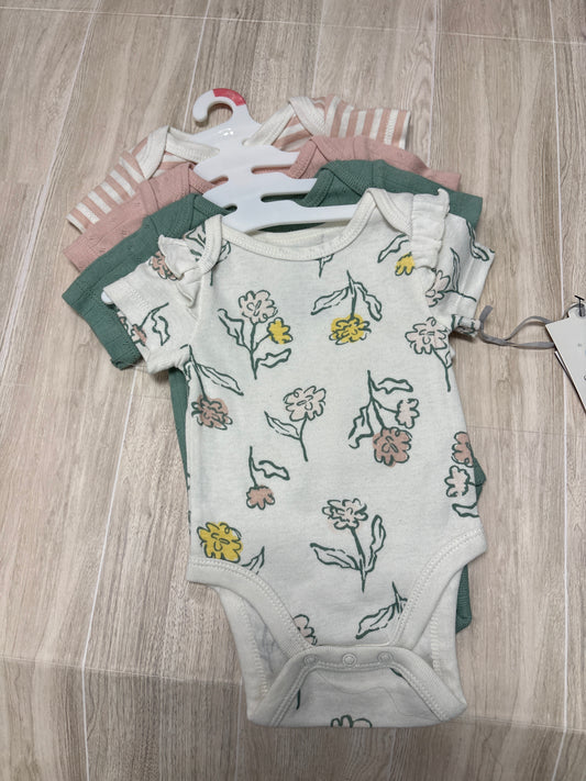 NWT Newborn Pink/Green/Floral Onesie Pack