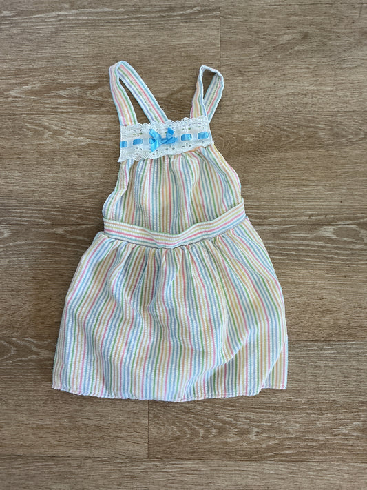 Vintage 5T Striped Pastel Overall Dress + Bloomers Set