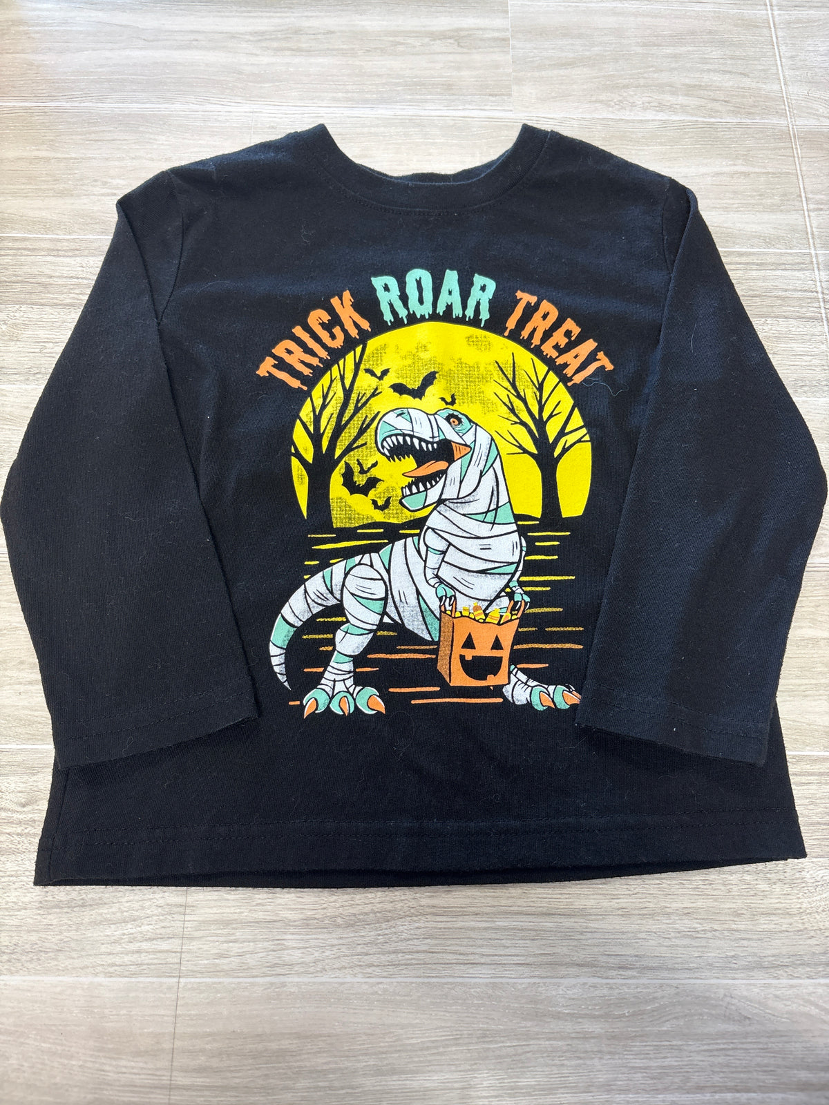 3T Black Trick Roar Treat Dino Graphic Long Sleeve