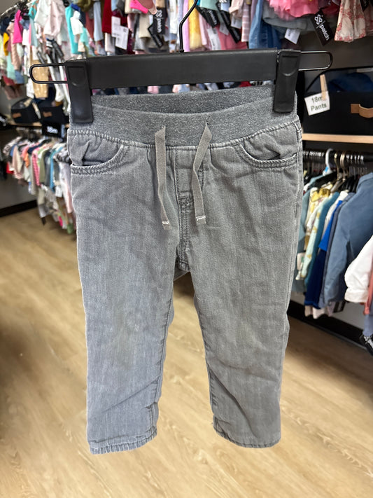 2T Grey Fleece Lined Denim Pants