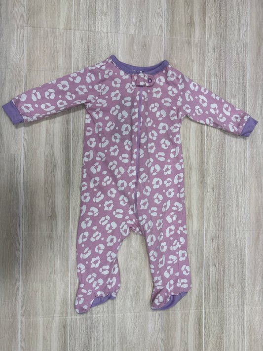 0-3m Pink/Purple Cheetah Print Footie Pajama