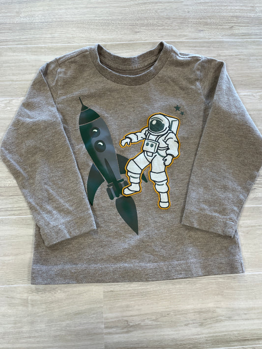 2T Heathered Tan Astronaut Graphic Long Sleeve