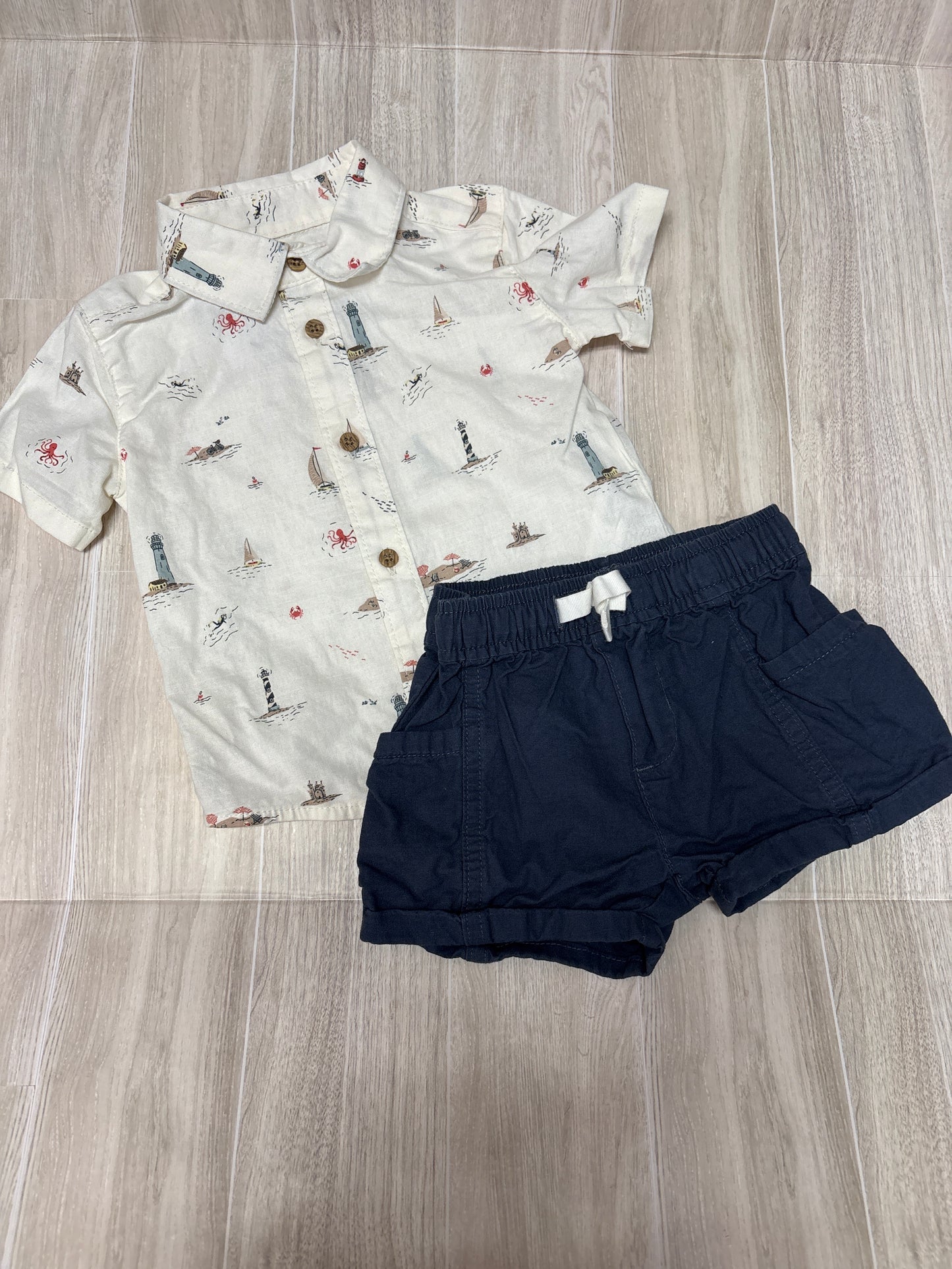 9m Organic Beach Vibes Button Up + Shorts Set