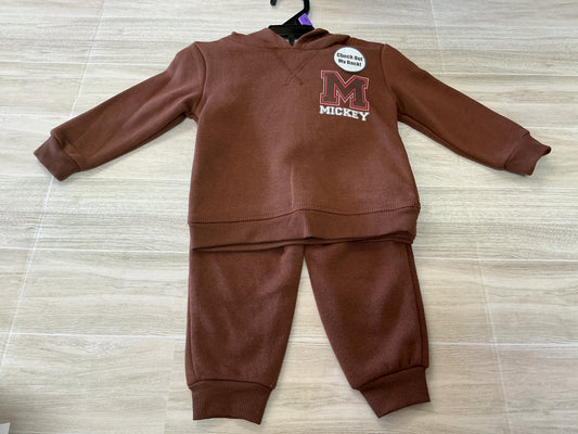 NWT 12m Mickey and Friends Brown 2 Piece Sweatsuit