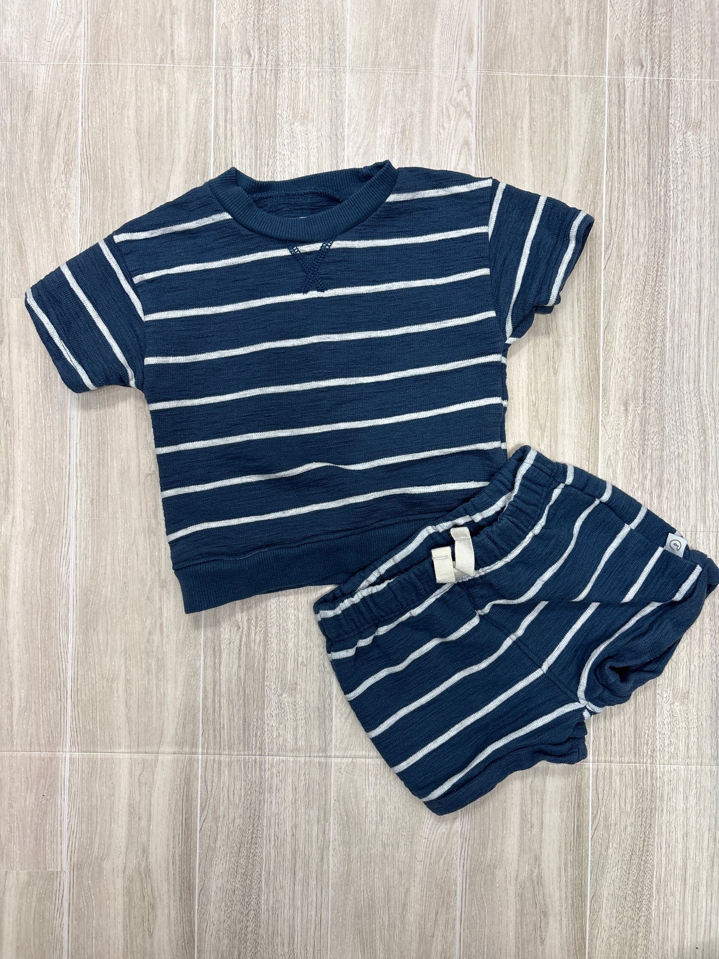 9m Blue Striped Organic Shortie Lounge Set