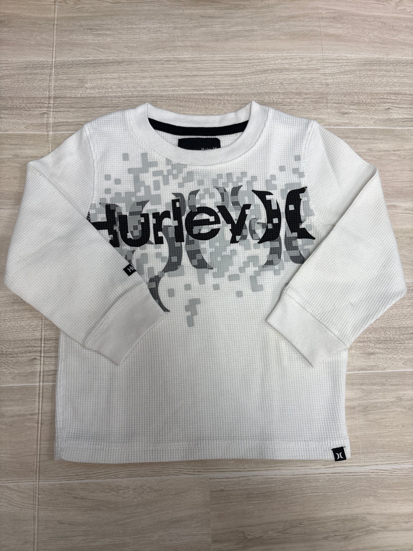 4T Hurley White Waffle Knit Graphc Long Sleeve - Blemish