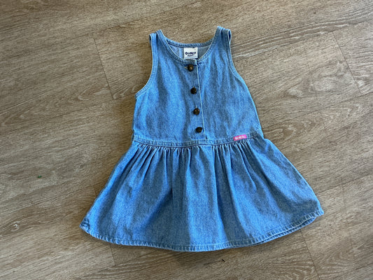 2T Vintage OshKosh Light Wash Button Tank Denim Dress