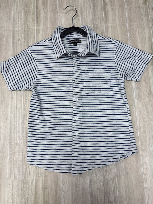 8 Blue/White Button Up Pocket Shirt