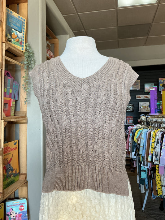 Womens Small Abercrombie & Fitch Cable Knit Vest - Mocha
