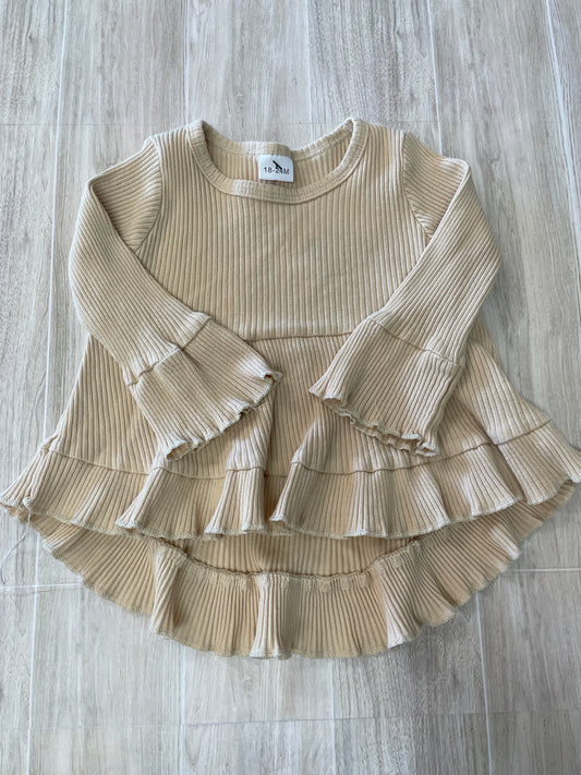 18-24m Beige Ribbed Layered Long Sleeve